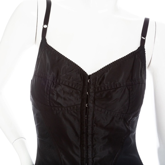 Dolce & Gabbana Vintage 1990s Black Satin and Mesh Bustier Dress - Picture 6 of 10